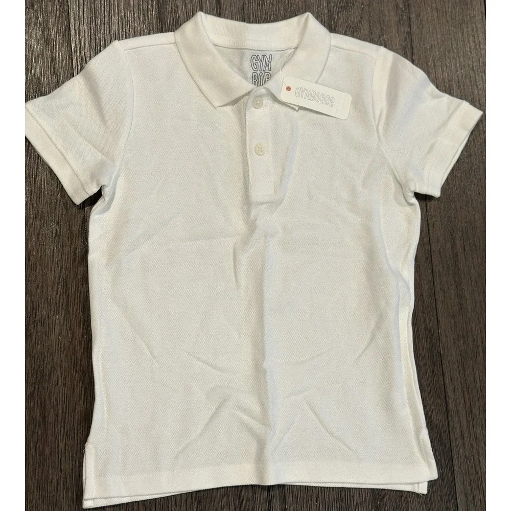 Boys Size 4 XS Gymboree White Short Sleeve Polo Uniform Shirt NWT